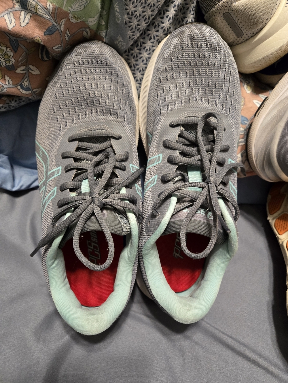 Asics Women's Grey Running Shoes with Mint Accents
